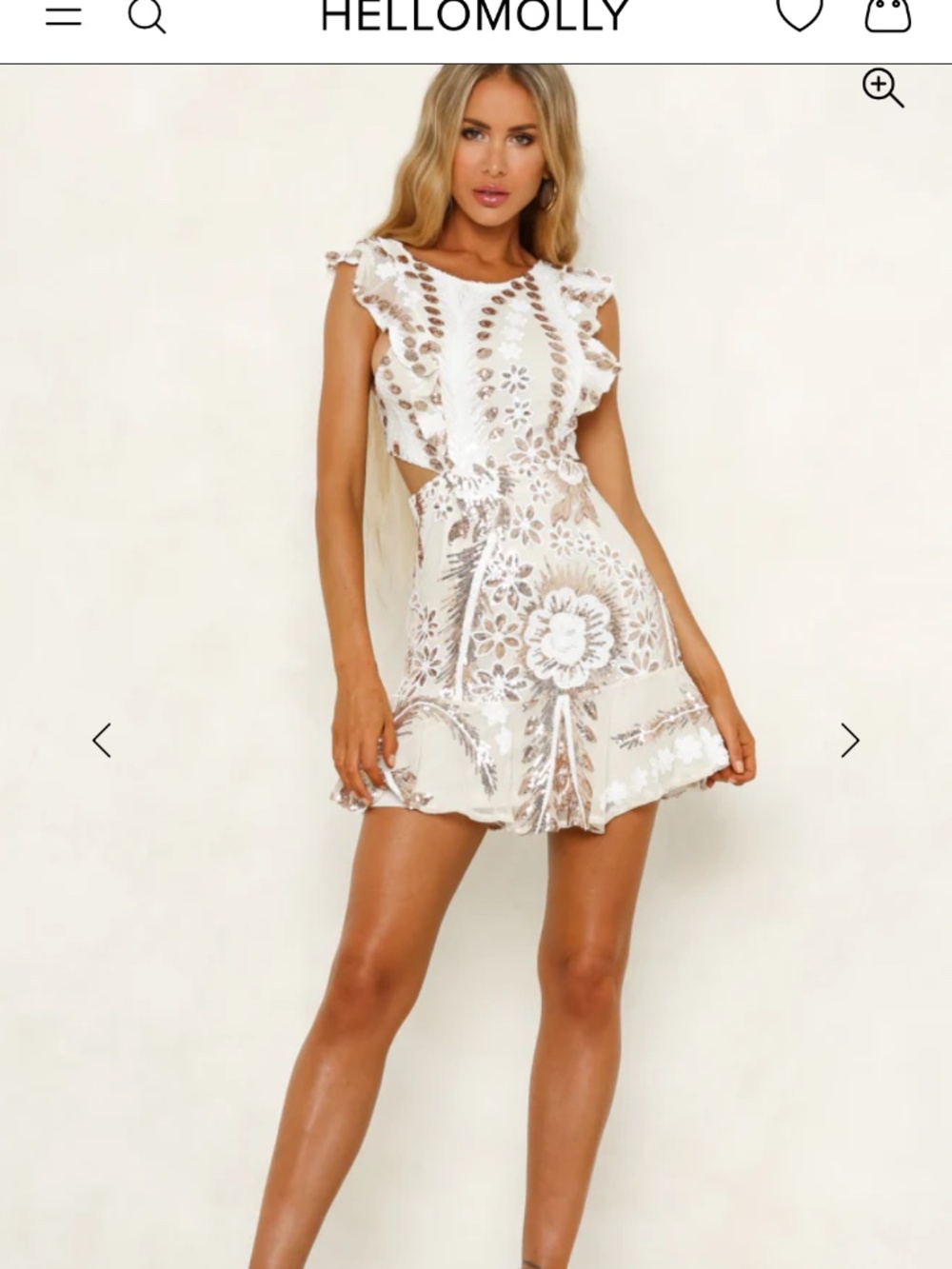 Angel biba rose gold and white sequin mini dress